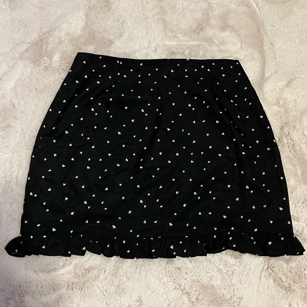 🖤 Polka-Hearts Mini-Skirt 🖤 AQUA ~ Fully Lined Skirt (above-knee) NWOT